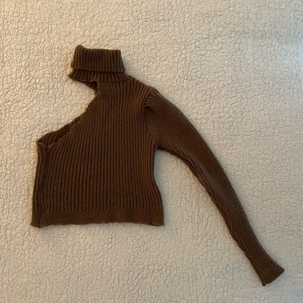 SHEIN one shoulder turtleneck crop sweater